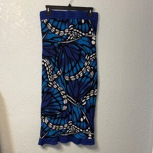 New York & Company Blue and Black Strapless Dress